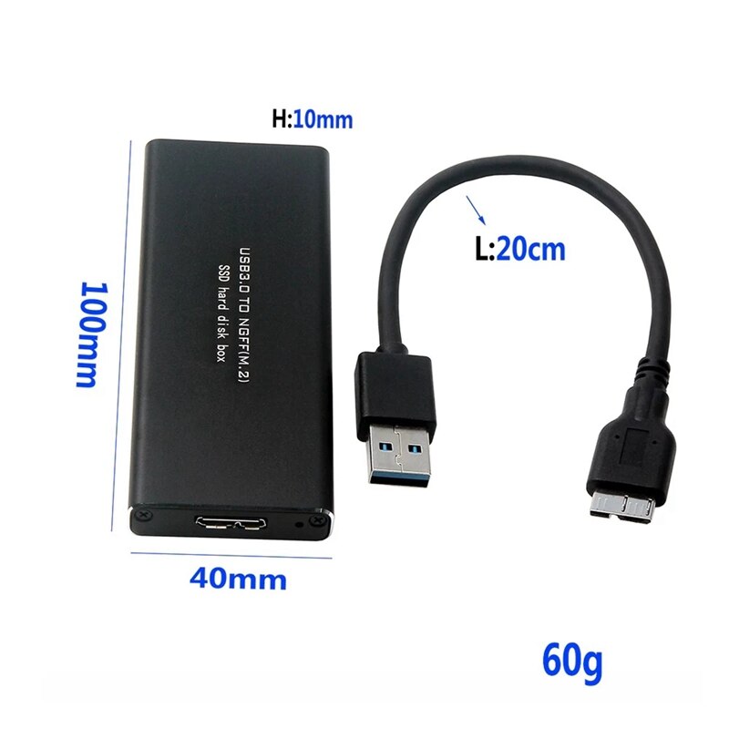 Carcasa de disco duro M.2 NGFF a USB3.0 SSD adaptador externo caja de disco duro HDD SSD carcasa soporte protocolo UASP