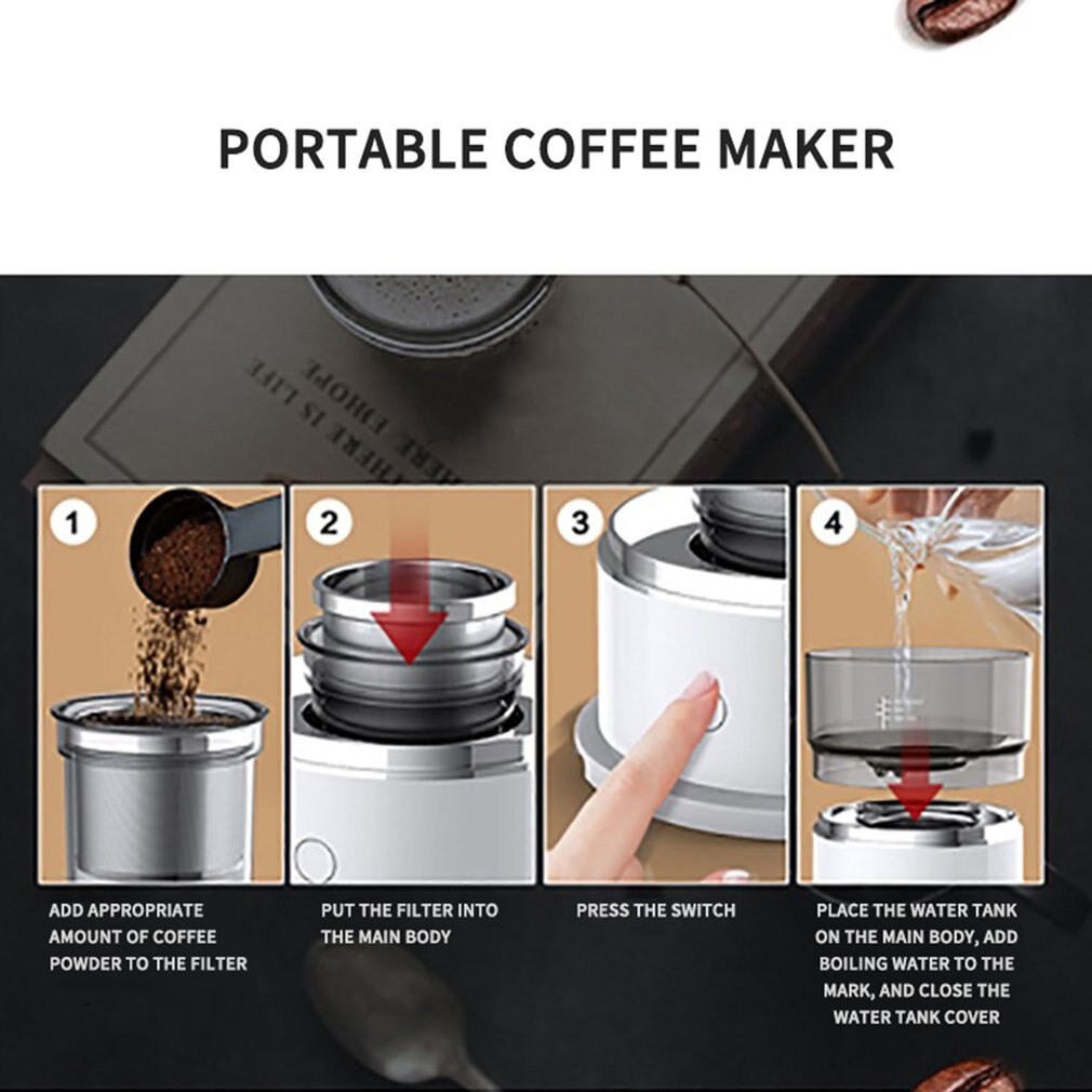 Household Battery Powered Portable Automatic Coffee Maker Handheld Drip Coffee Machine Companion Powder Coffee Maker