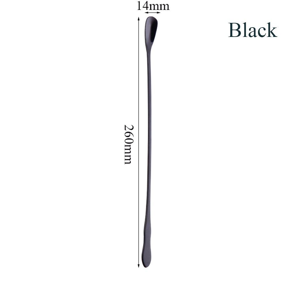 Stijl 1Pc Rvs Koffie Lepel Met Lange Steel Kleurrijke Koffie Scoops Dessert Thee Lepel Gevulde Keuken Gadget tool: 260mm black
