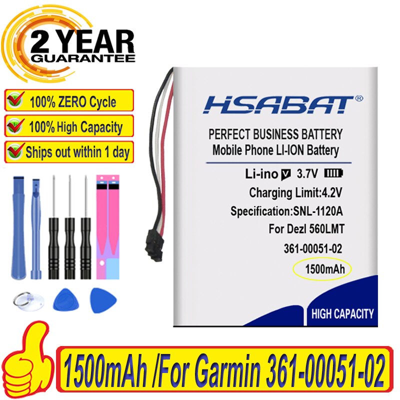 Batería para Garmin Dezl 560LMT, Dezl 560LT, Dezl 650LM, SAT NAV, nuvi 52LM, herramientas gratuitas, 361-00051-02 100%