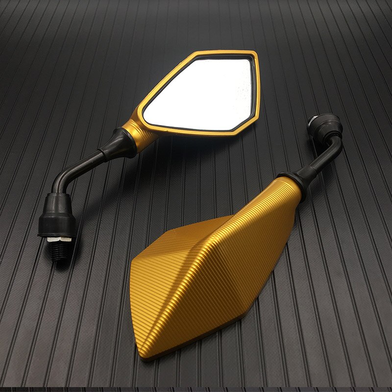 Espejo retrovisor para motocicleta, retrovisores convexos para Scooter y Motocross, electromóvil, lateral trasero, 10mm, 2 unids/par: Gold