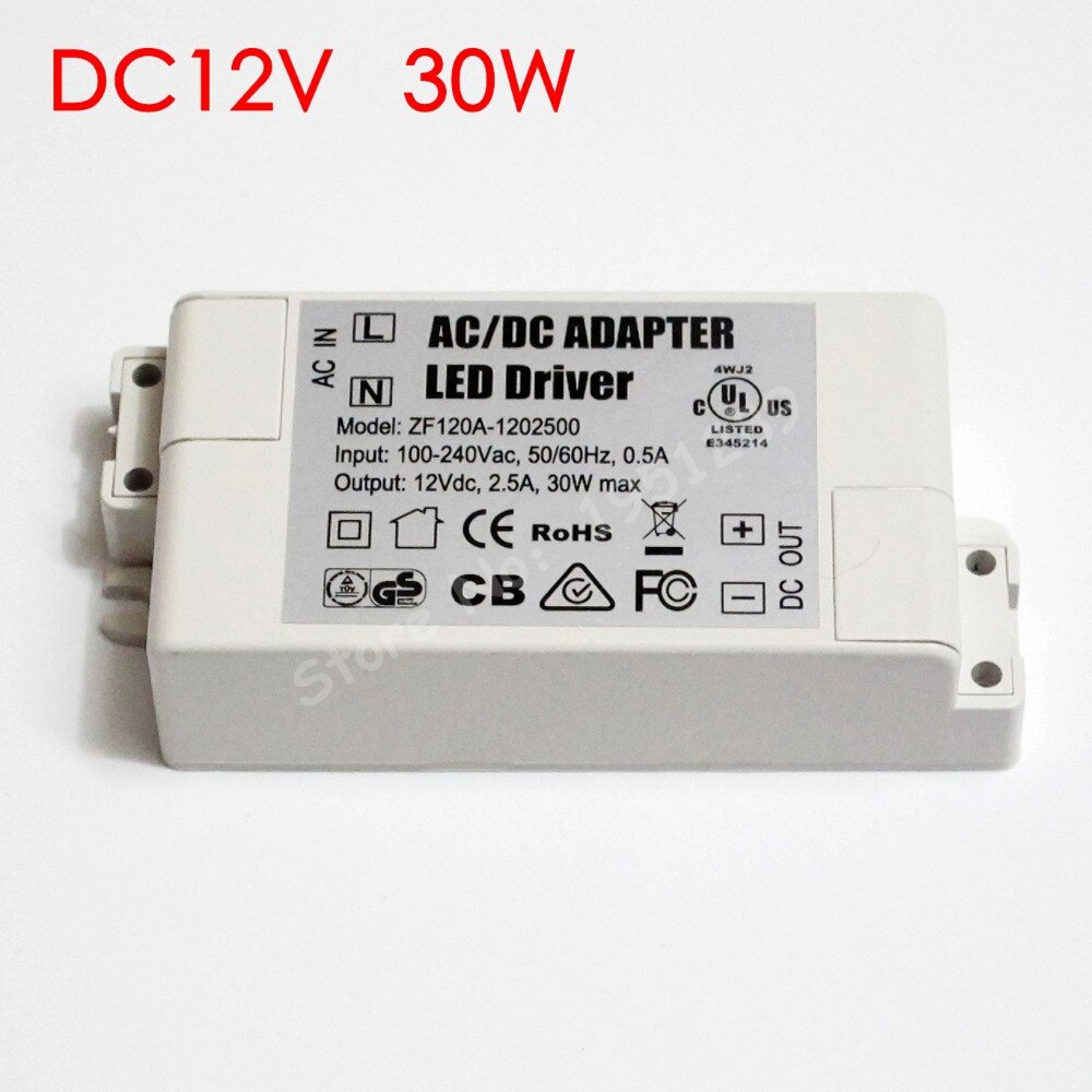 30W 2500mA MR16 MR11 LED Driver AC/DC Adapter Transformer Input AC 100V-240V Output DC 12V For LED spotlight and LED strip