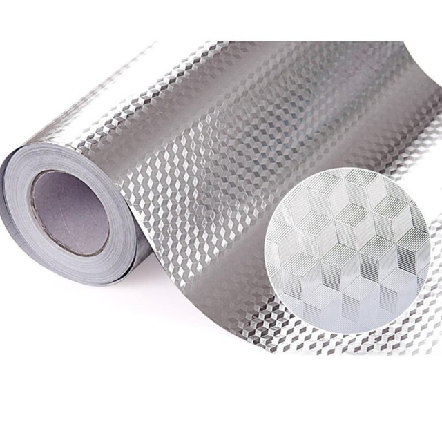 1m/2m/3m/5m køkkenoliebestandige komfur klistermærker selvklæbende aluminiumsfolie skrivebord skuffe diy tapet 40cm bredde: 3m / Diamant mønster