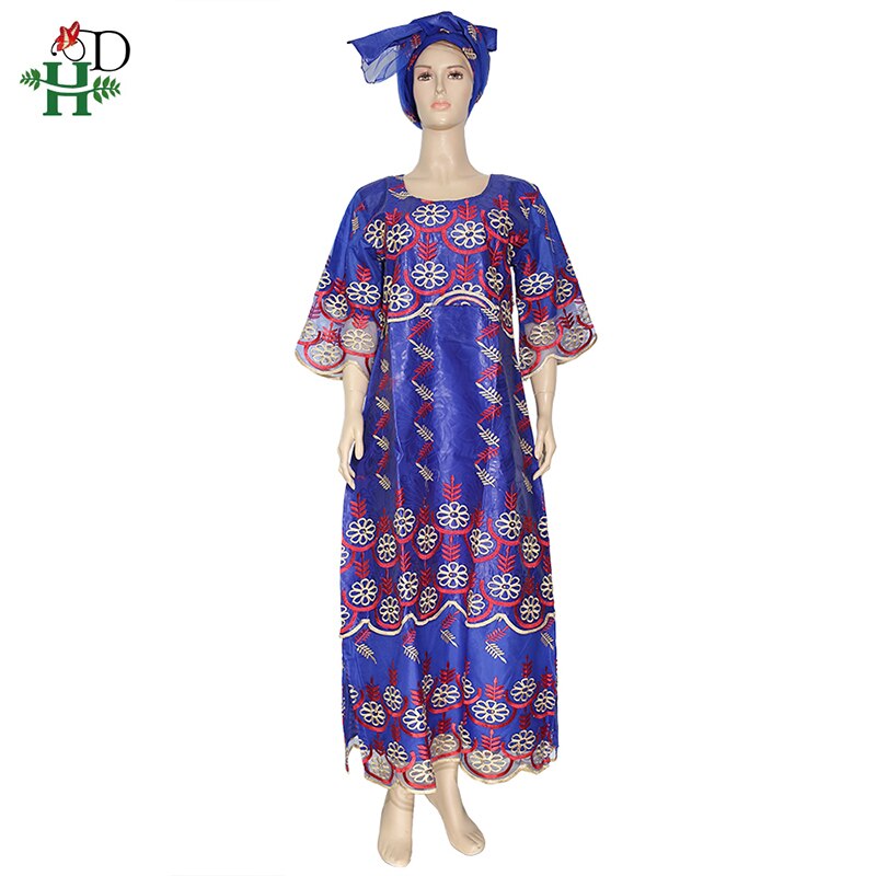 H & D Südafrika ankara Kleid africaine femme Traditionelle Afrikanische Kleider Frauen Plus Größe Lange Kleid Dashiki Bazin kleidung: Blau / L