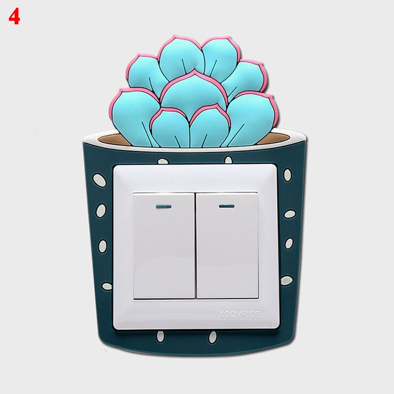 1pc Cute Switch Sticker Room Decor Cartoon Cactus Switch Cover Wall Sticker Luminous Wall On-off Sticker Home Decoration: 4