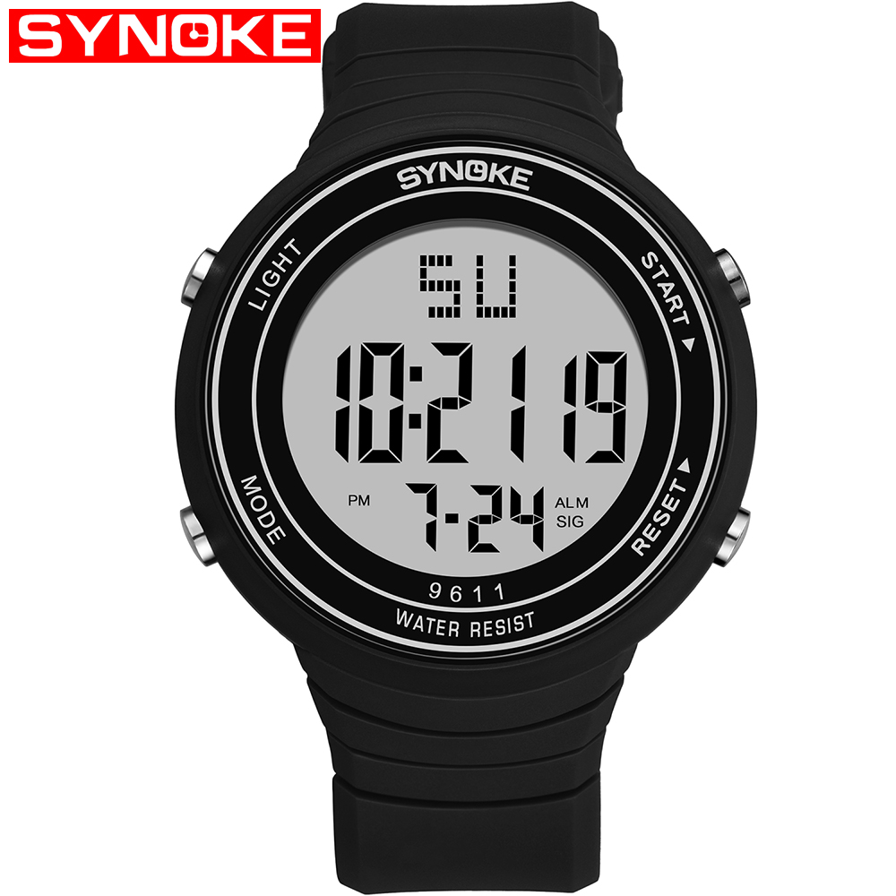 Miesten kellot digitaaliset led urheilukellot mieskello luksuselämä vedenpitävä miesten kello relogio masculino reloj digital hombre: Musta