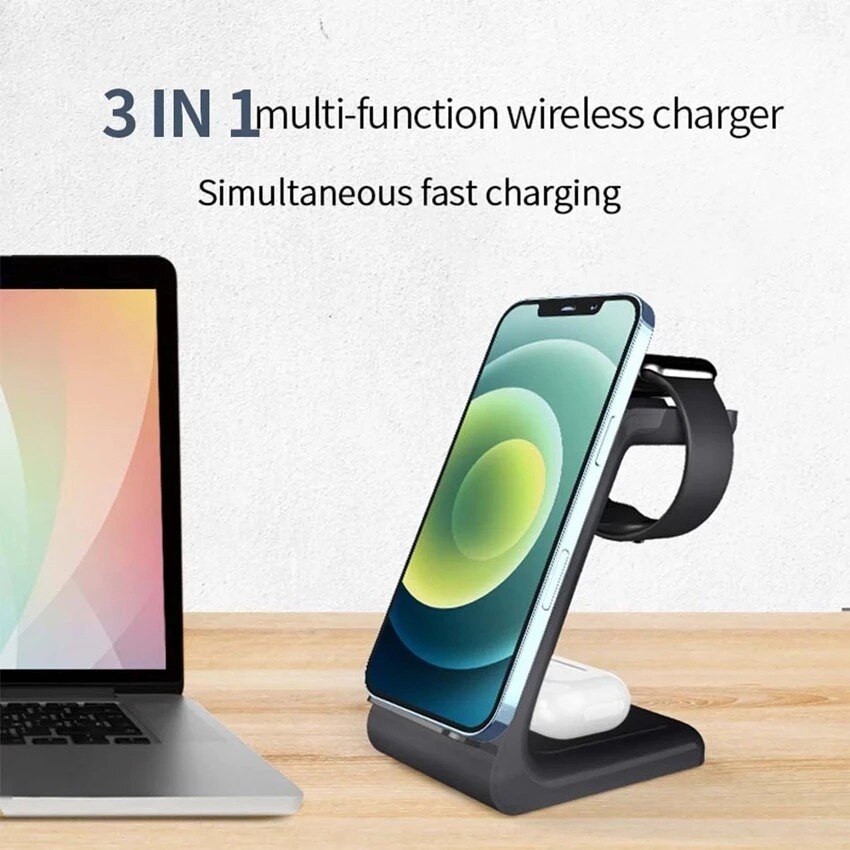 3 in kabellose ladestationen  qi 15w schnellladefunktion für iphone 13/12/11/8 pro max 1 airpods 5 apple watch 7 6 samsung