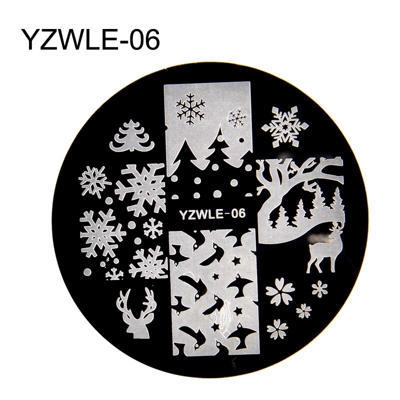 1 pc nail art stempelplaten nagellak print blad bloem dromenvanger sneeuwvlok kerst stempel schraper spons: Yzwle -06