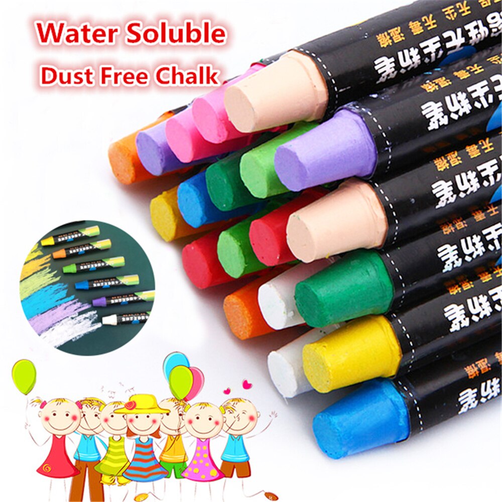 20Pcs Water Soluble Dust Free Chalk Color Environmental Safety Teacher Children Blackboard Doodle Mark Office Teaching Stationer