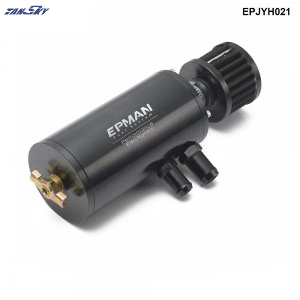 EPMAN Universal, tanque de captura de aceite con volantes cepillado, lata con filtro de ventilación, EPJYH021-AF de tanque de refrigerante redondo de aluminio para coche