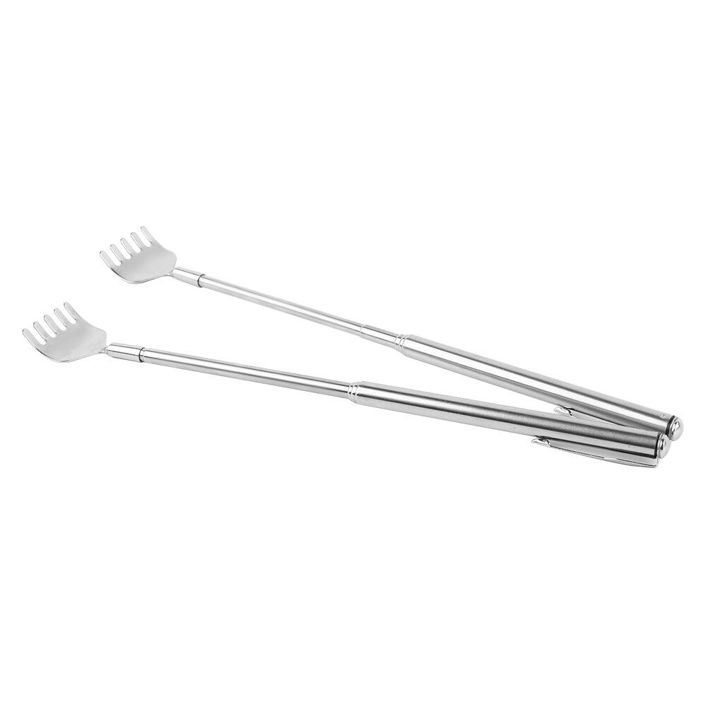 1 pieza práctica espátula telescópica extensible en la espalda clip de bolígrafo de acero tapón de la columna vertebral bolsillo rascador masaje Kit de herramientas de maquillaje