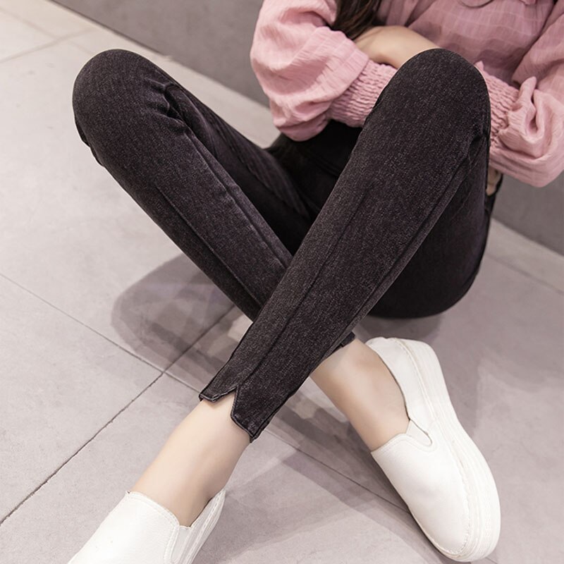 Dünne Mutterschaft Jeans Kleidung Für Schwangerschaft Schwangere Frauen Stretch Denim Hosen Leggings Mama Kleidung Hosen 2022 Frühjahr Neue: 03 black / XL