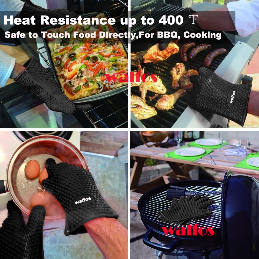 Walfos silikone ovn køkkenhandske varmebestandig tyk madlavning bbq grill handske ovn luffer køkken gadgets køkken tilbehør