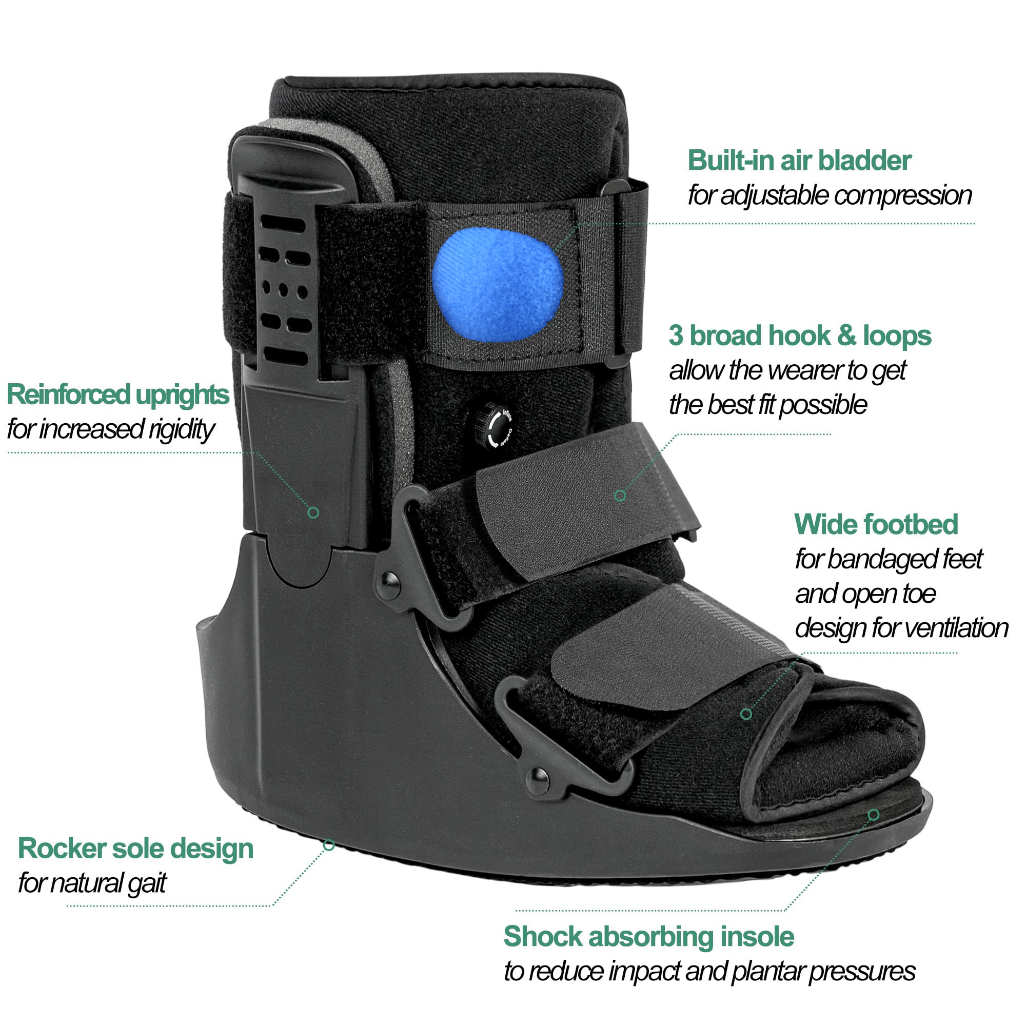 Air Walking Boot Fraktur Boot Short Walker Schutzs tiefel passt links oder rechts Fuß Knöchel für Verletzungen Frakturen Verstauchungen