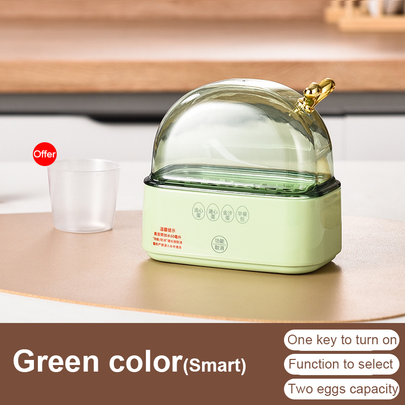 Aquecedor elétrico multifuncional para ovos, desligamento automático, mini caldeira de ovos, vaporizador de alimentos, poacher, café da manhã, máquina de cozinhar: Verde claro