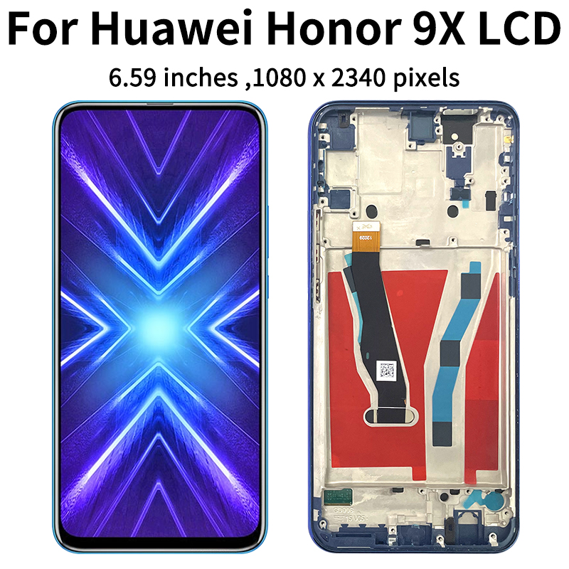 Stk -lx1 premium lcd huawei honor 9x globaali näyttö kosketusnäyttö digitizer paneeli kokoonpano honor 9x premium lcd kehys