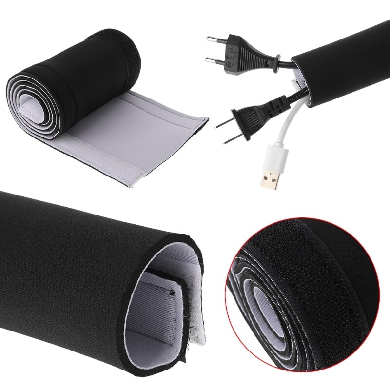 RipengPI Cable Management Management Sleeve Flexible Neoprene Cable Management Sleeve DIY cut-out data cable storage Velcro
