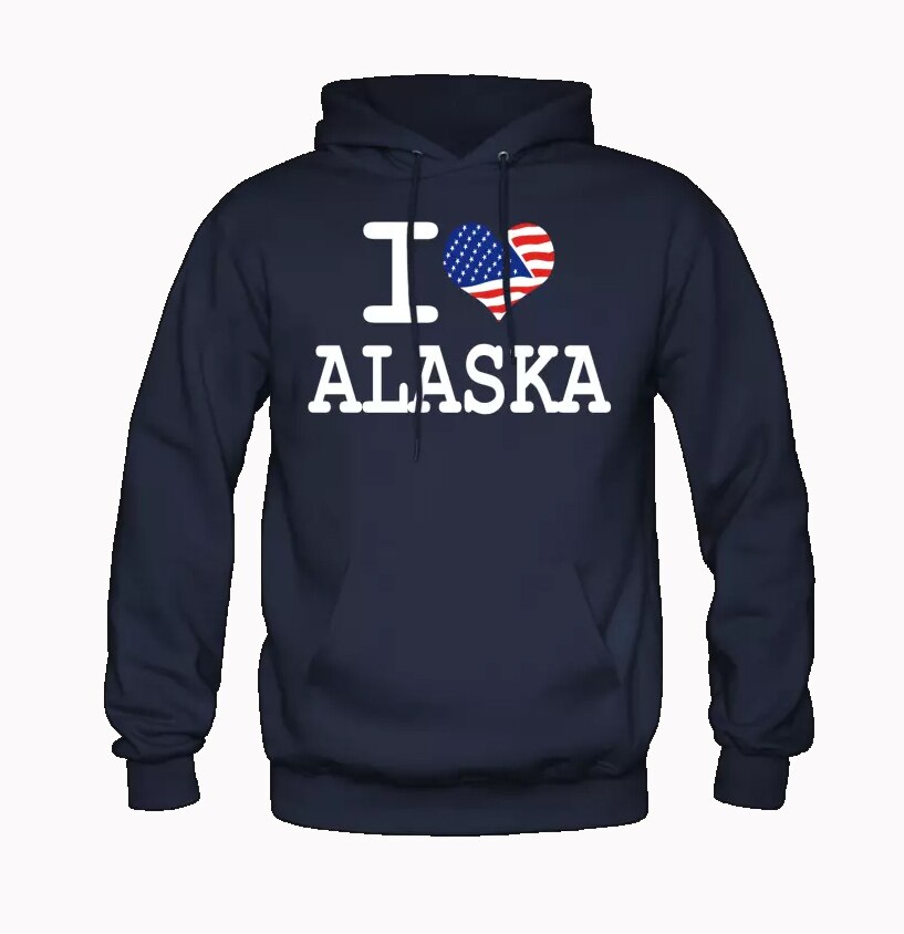 Ik Liefde Alaska Hartvormige Amerikaanse Vlag Hoodie