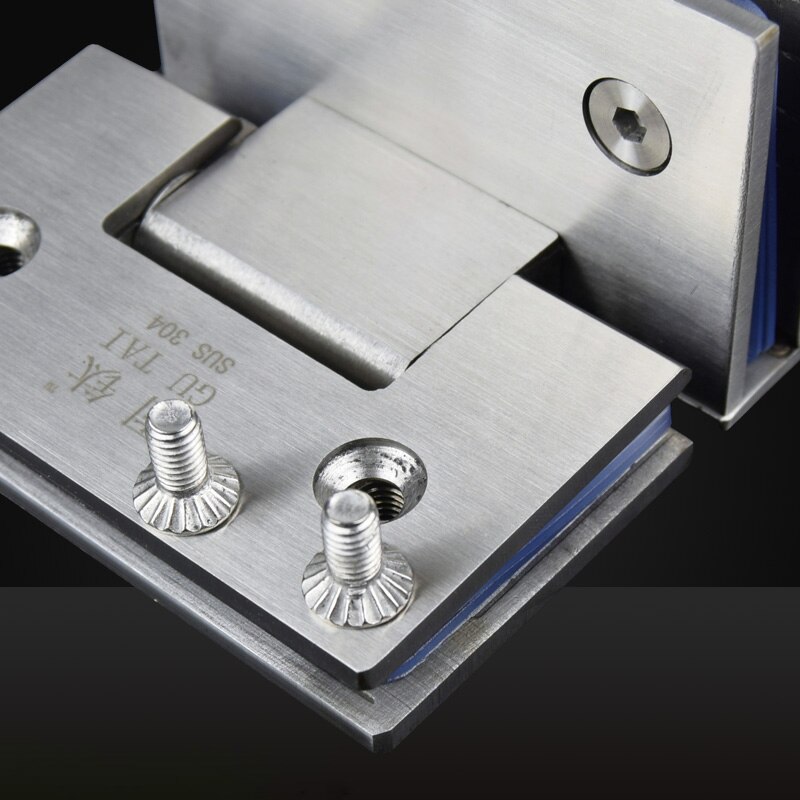 Bisagra para puerta de baño, doble página, Clip de puerta de cristal sin marco plegable Bilateral, bisagra de la sala de ducha (90 grados de apertura)