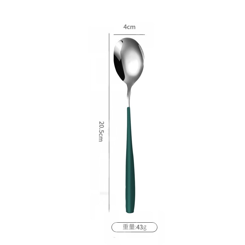 304 Stainless Steel Korean Spoon Long Handle Spoon Dessert Spoon Stirring Spoon Household Eating Soup Spoon Tableware: a9