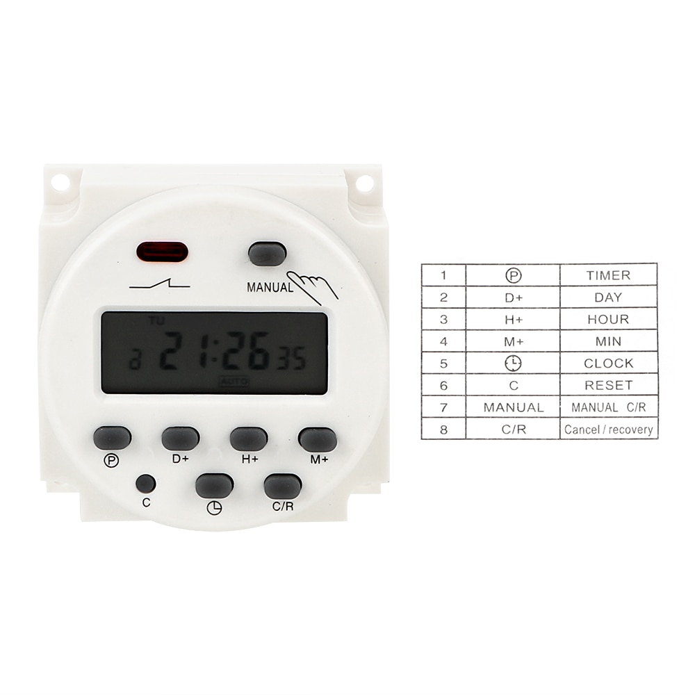NICEYARD Time Control Switch AC 220-250V Digital LCD Electronic Daily Weekly Programmable Timer Auto On/Off Relay