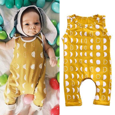 0-3Y Toddler Infant Baby Girls Boys One Piece Cotton Dot Crescent Romper Kids Summer Jumpsuit Playsuit Outfits Clothes Sunsuit