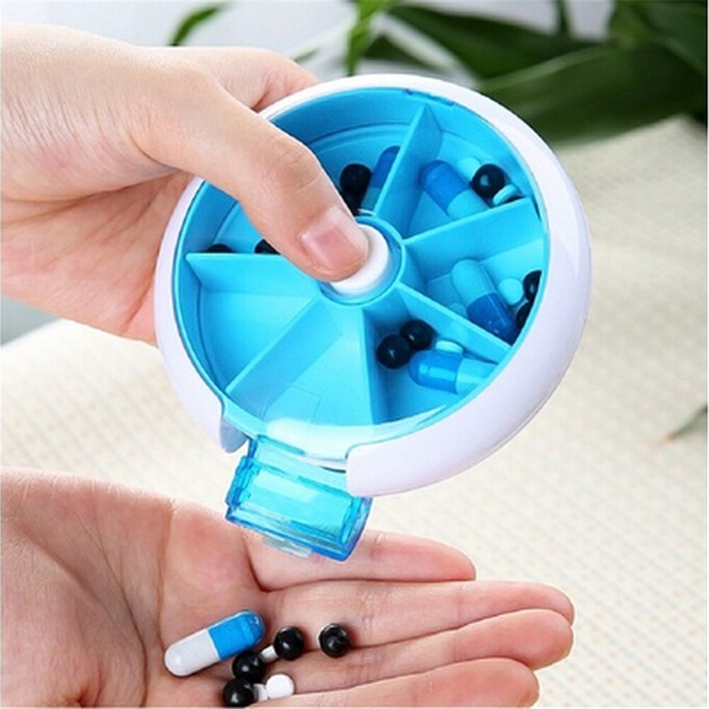 Weekly Press Rotating Pill Box Travel Pill Case Splitter Pill Organizer Medicine Box 7 Days Pill Cutter Tablet Container