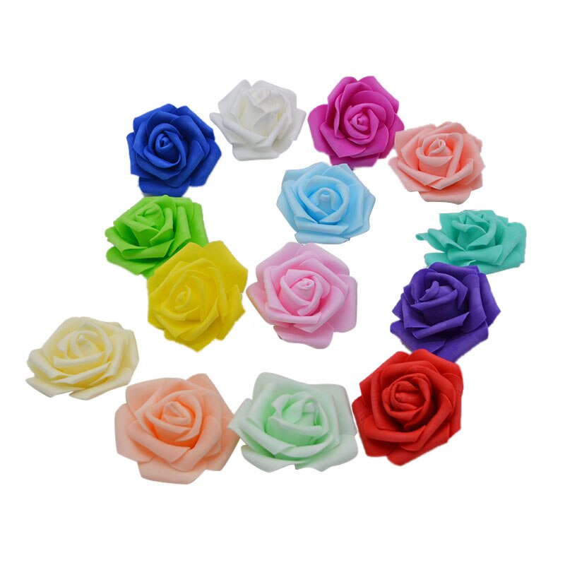 20 stk/parti 6cm blomsterhoved kunstige blomster bryllup dekorationer pe skum roser gør-det-selv blomster scrapbog krans krans boligindretning