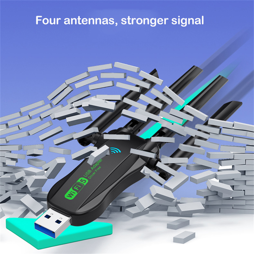 Dual Band USB wifi 1200Mbps Adapter 2.4GHz 5GHz WiFi with 4 Antenna PC Mini Computer Network Card Receiver