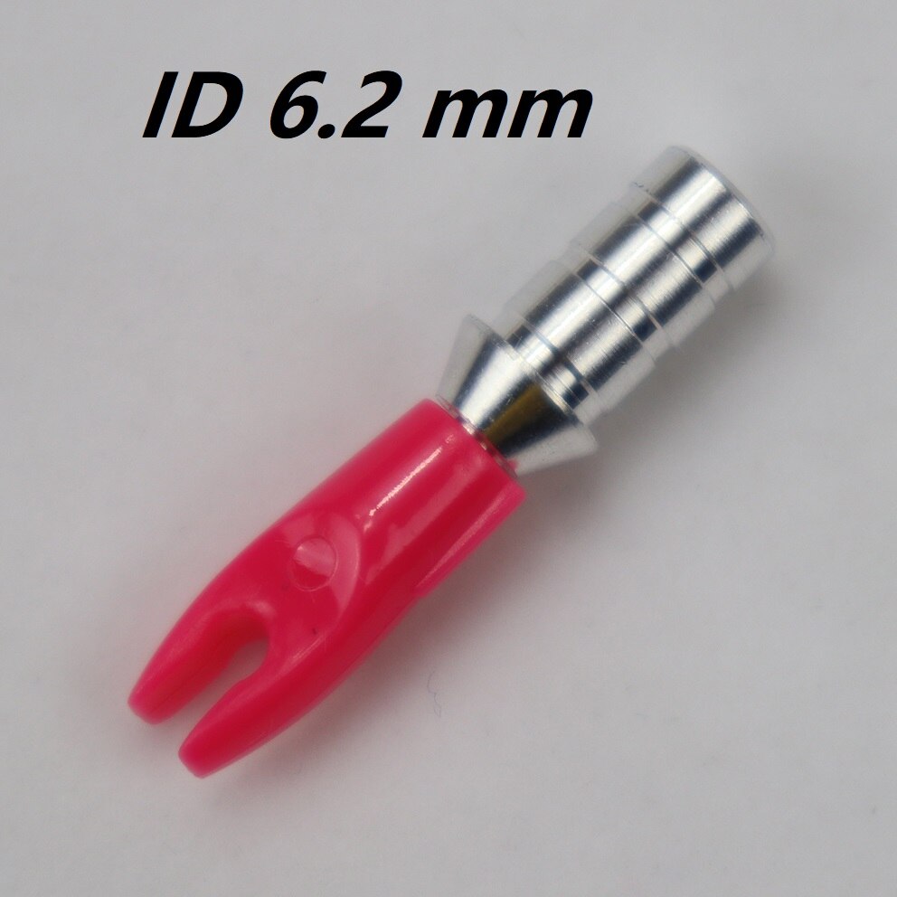 36pcs Arrow Pin Nocks Arrow Nock +Aluminum Pin For 4.2 mm 6.2 mm Carbon Arrow Shaft DIY Archery Accessories: ID 6.2 mm Pink