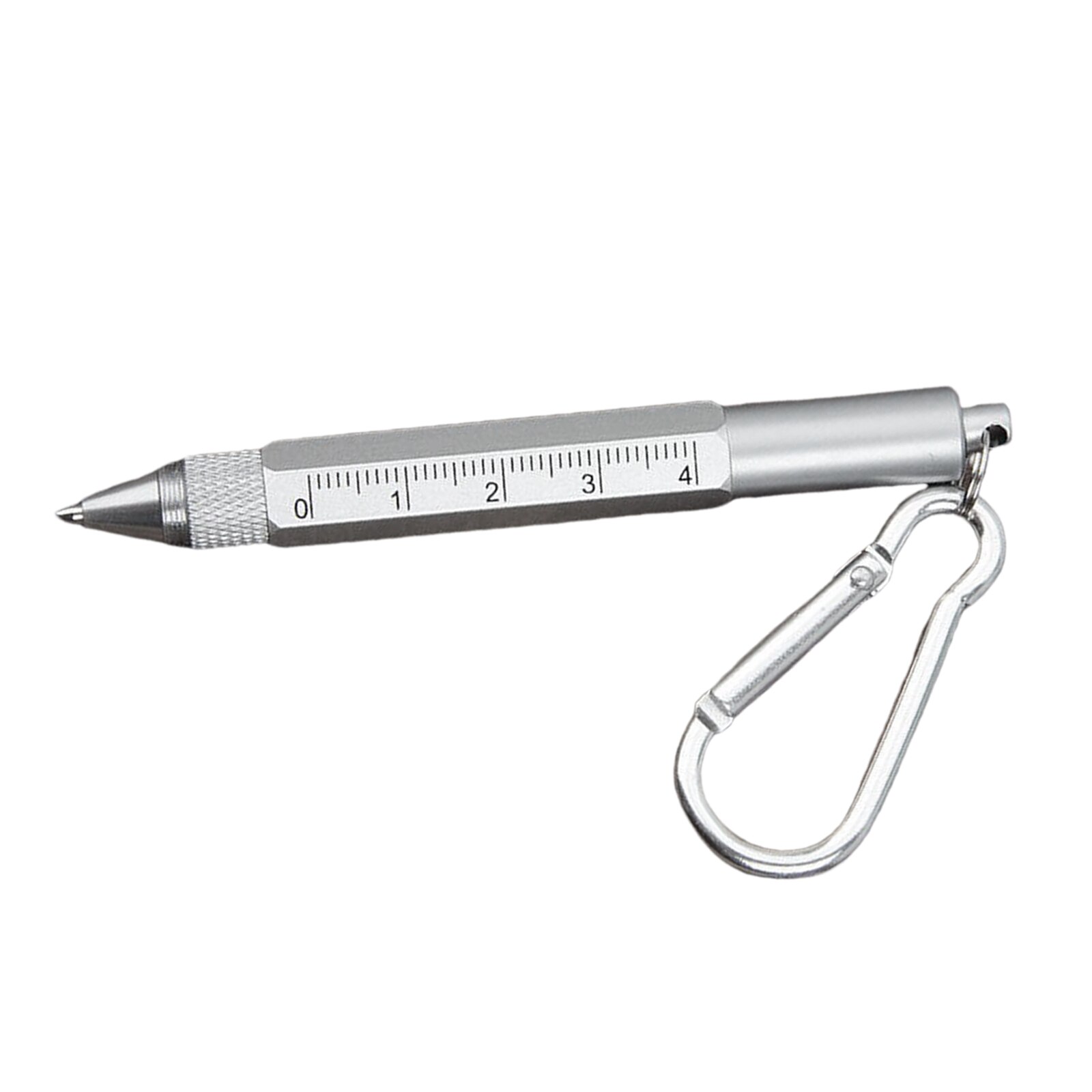 6-In-1 Sleutelhanger Pen Praktische Sleutelhanger Stylus Multifunctionele Balpen: Silver Carabiner