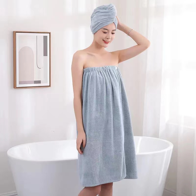 1Set Chic Bath Towel Wearable Towel Superfine Fiber Solid Color Soft and Absorbent Cleaning Plain Towel Hotel Home Bathroom