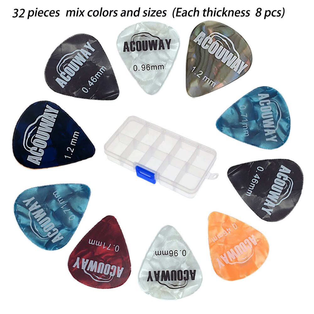 50 piezas de púas de guitarra de celuloide mediador de espesor 0,46/0,71/0,96/1,2 MM púa de bajo eléctrico accesorios de guitarra: Lavanda