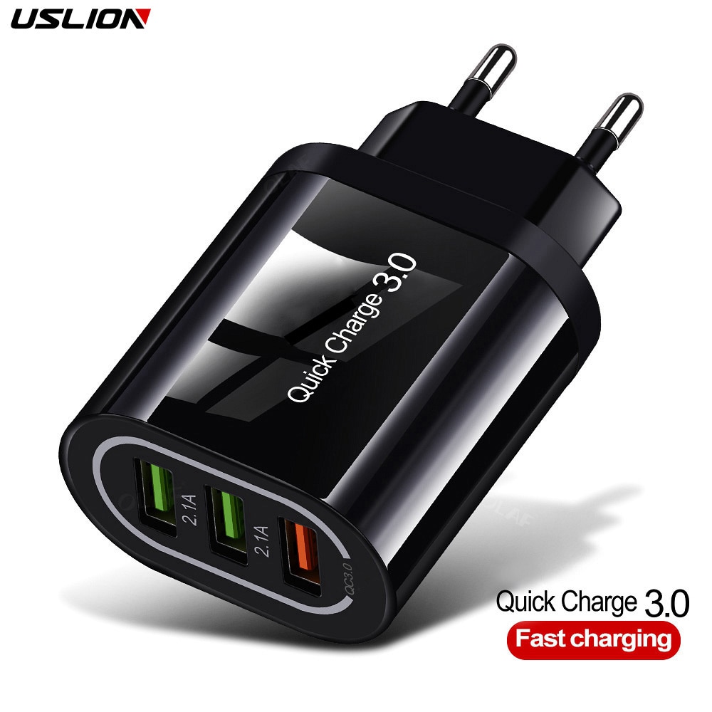 USLION Carica Rapida 3.0 USB Caricatore Del Telefono Per Samsung S8 S9 Xiaomi mi 8 Huawei Veloce Muro di Ricarica Per iPhone 6 7 8 X XS Max iPad