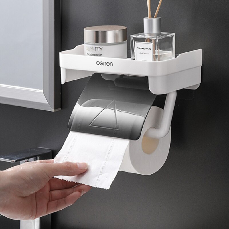 Bathroom Roll Paper Accessory Wall Mount Toilet Paper Holder Kitchen Multi-function Tissue Accessories Rack Holders 3 Colors