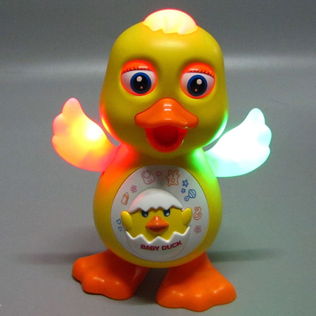 Juguete educativo interactivo para niños, iluminación de baile eléctrico, pato amarillo