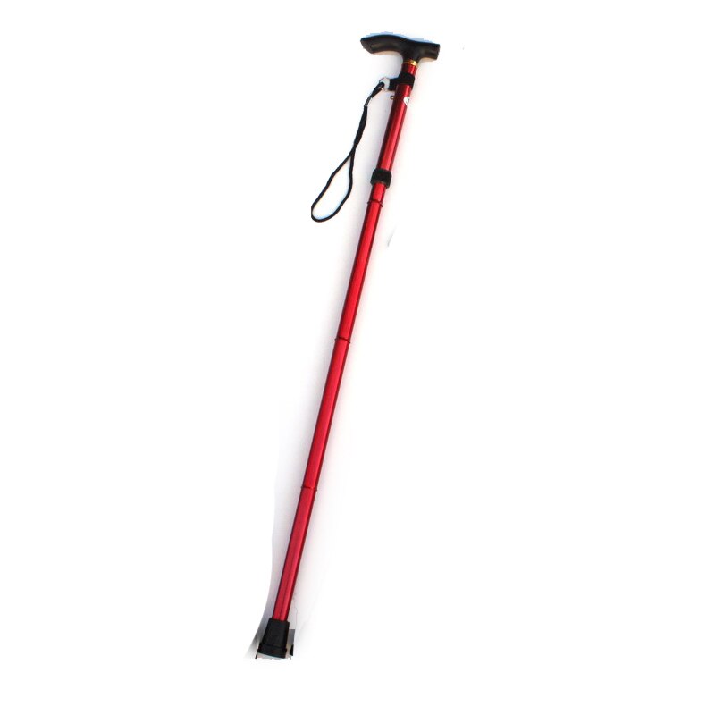 Outdoor 4 FoldedTrekking pole T-handle Hiking Poles Cane Walking Stick walk Crutch: 220g red