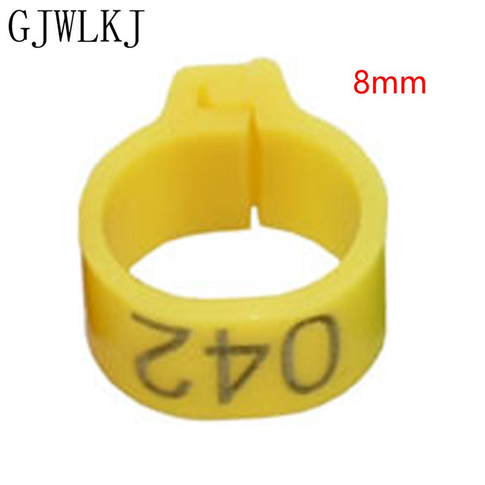 100 stks 8mmto10mm Digitale Markup Vogel Clip Ring Vogel Identificatie Tool 10 Kleur No.1-100 Duif Voet Ringen Huisdier levert: 8mmyellow