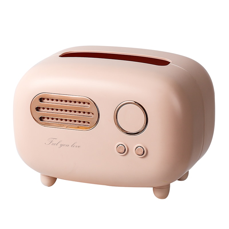 retro Radio Modell Gewebe Kasten Schreibtisch wc Papier Halfter Jahrgang Spender Speicher Serviette fallen Organizer Sekretariat Heimat Dekoration: Rosa