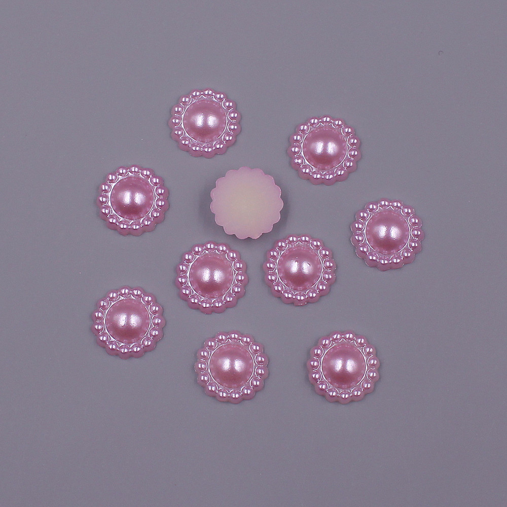 11mm 100 . løse perler i form av blomster, imitasjon av abs-perler, halvrunde perler, flatback, diy-smykker, utklippsbokdekorasjon