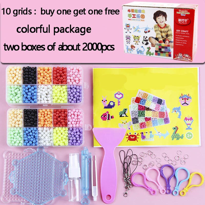 Puzzle Multicolor DIY Water Spray Magic beads Ring Refill Toys For Children Educational Kit Ball Game Beads Juguetes: 2000pcs (color box)