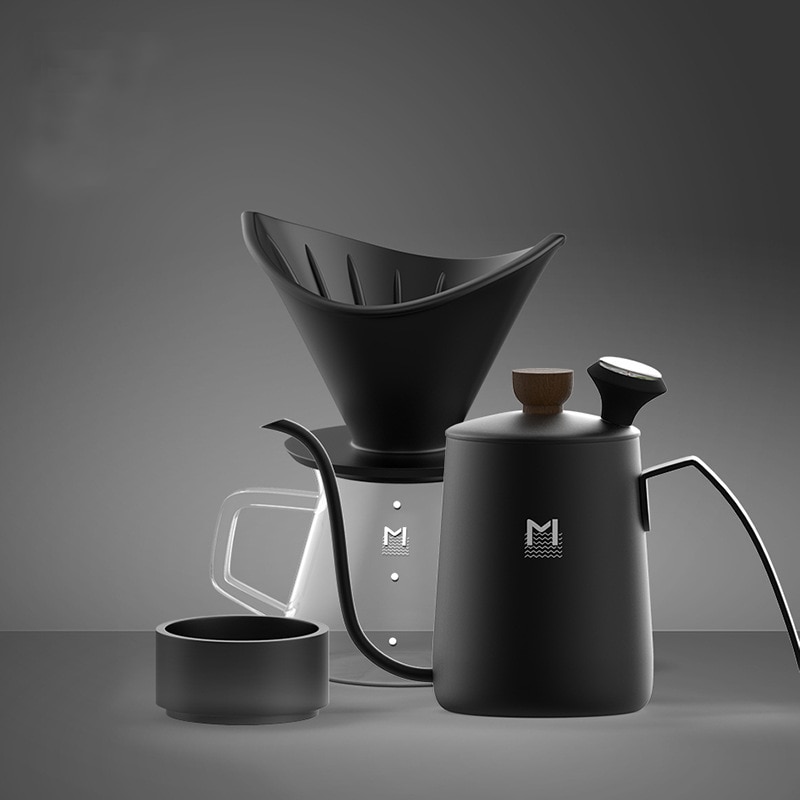 gießen Über Kaffee Hersteller einstellen Wasserkocher mit Thermometer Schwarz Kaffee Fliter Klar Glas Kaffee Tropf Topf
