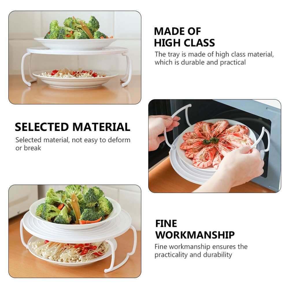 2pcs Home Microwave Oven Food Tray Convenient Layered Microwave Oven Tray Food Tray