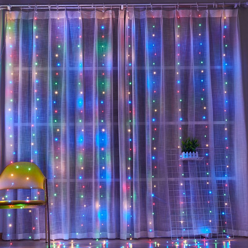 Rideau de fenêtre USB 3M, rideaux lumineux LED, décoration d'extérieur avec éclairage féerique pour maison, chambre à coucher, fête de noël et nouvel an
