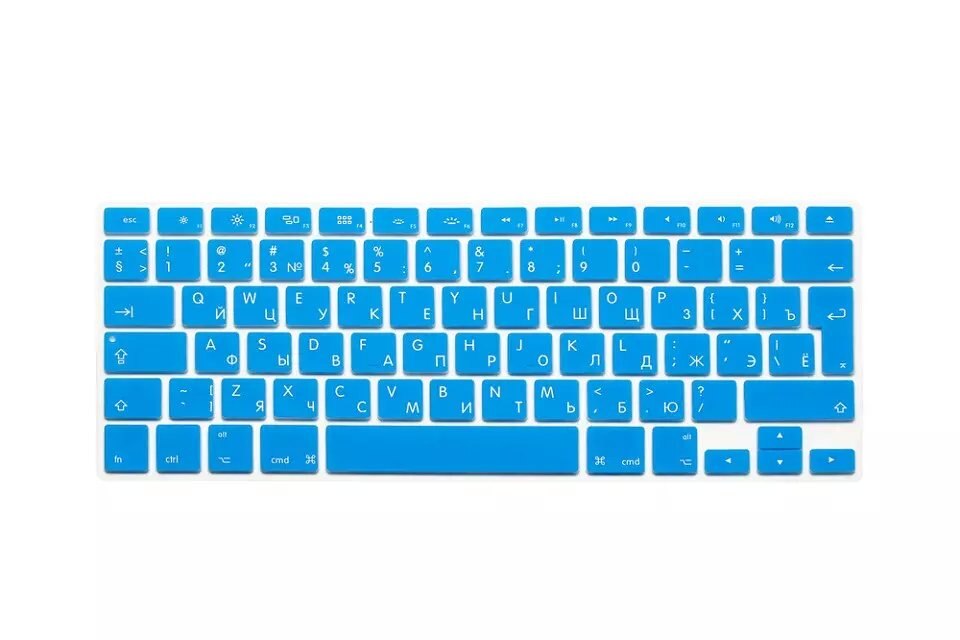 Russische Tastatur Abdeckung Silikon Euro Eu Für Apfel Macbook Luft Profi Retina 13 15 17 alte modell Russland Laptop Haut für Mac Buch: See Blau