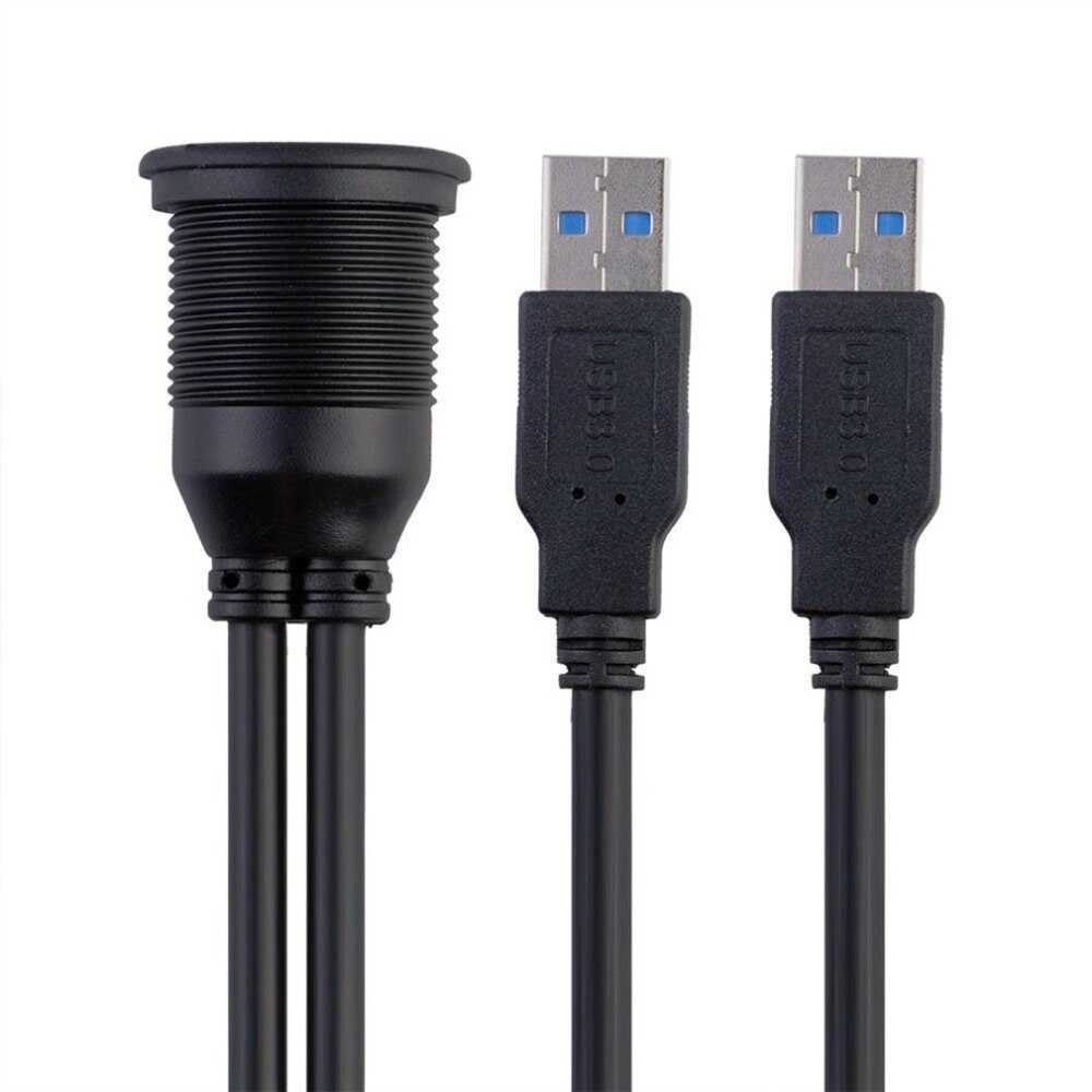 USB 2,0 Hafen Männlich zu Weiblich Verlängerung Kabel Wasserdicht Unterputz Dual USB Dock Adapter Armaturenbrett Pfanne Auto Motorrad