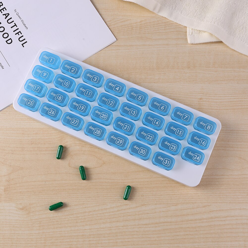 31 Grids Pill Box Case One Month Pill Medicine Dispenser Tablet Container Organizer Travel Pill Case Storage Box