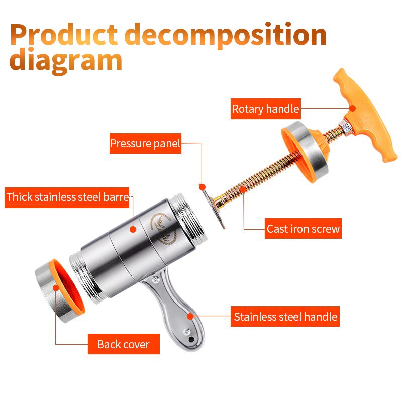 Manual small pasta machine stainless steel pasta press with small noodle strips, machine made of 5 moulds