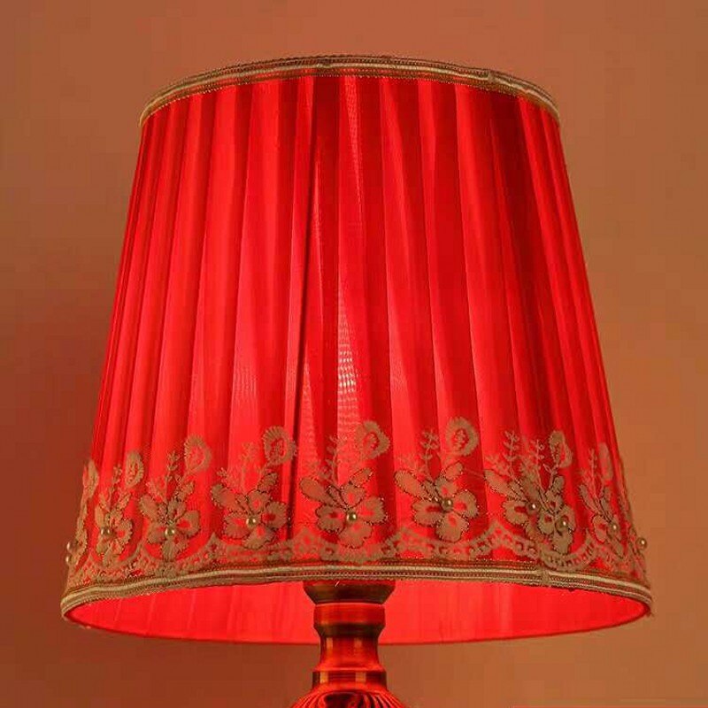 E27 art deco lampeskærme til bordlamper stof rundt lampeskærm moderne stil lampedæksel til gulvlampe: Rød