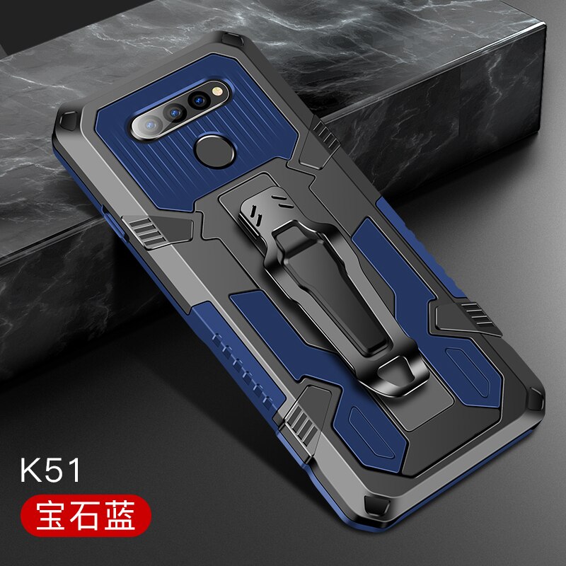 Armor Case for LG K51 Case Q51 Cover Shockproof Belt Clip Holster Cover for LG Q51 LM-Q510N K51 Couque Funda Capa: For LG K51 / Blue